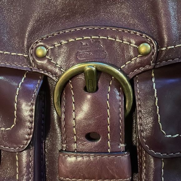 Coach Purple Double Buckle Leather Purse, Purple with Gold Hardware - Picture 6 of 11